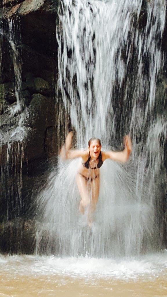 Jumping in the waterfall