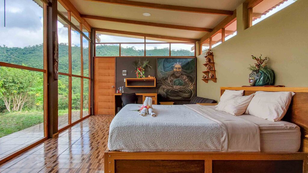 Our executive bungalow called Cocopops, with a view of the Cordillera Azul