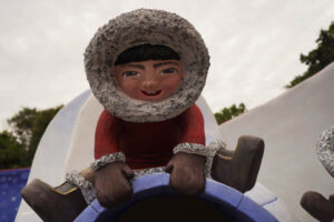 Visit the North Pole on top by climbing the rope ladder from the core